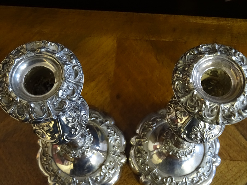 Pair 19th. century silver plate candlesticks